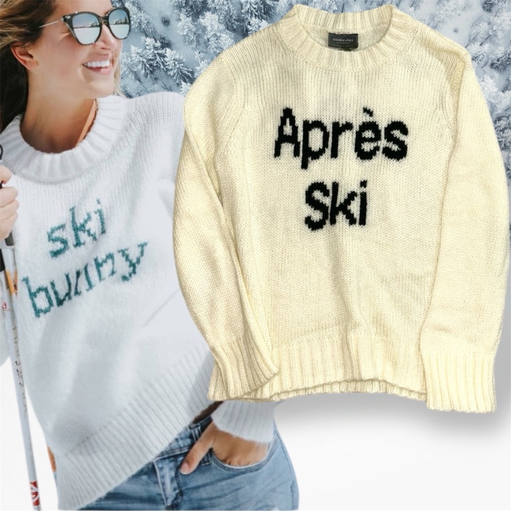 NWT Wooden Ships Après Ski Crew Neck knit Sweater n Cream/Black Sz M/L - Picture 16 of 16